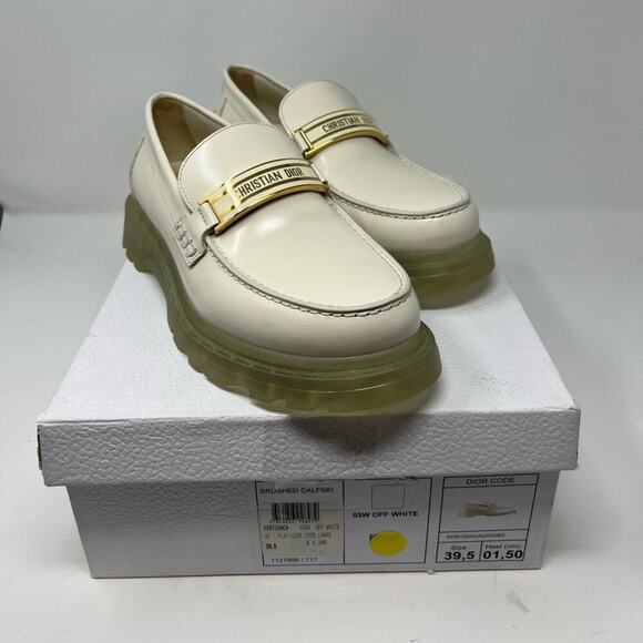 Christian Dior Off White Code Loafer Brushed Calfskin Platform sole Size 39.5 EU - Picture 7 of 9